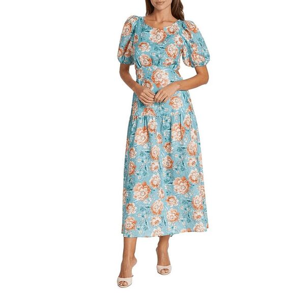 Kivari Dresses & Skirts - Kivari Josette Lace-Up Back Midi-Dress in Blue Floral Size US 4 $349